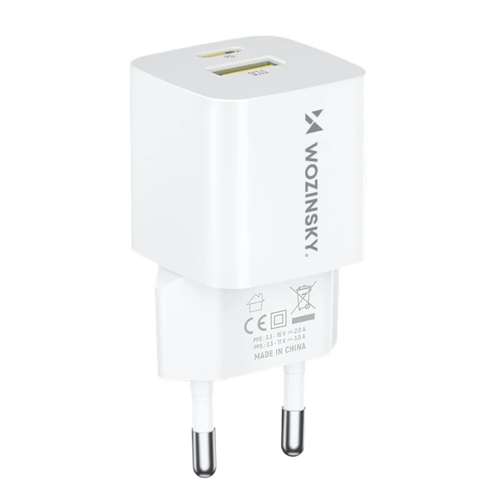 Wozinsky WWCEAC GaN USB-A USB-C 33W wall charger - whiteeng