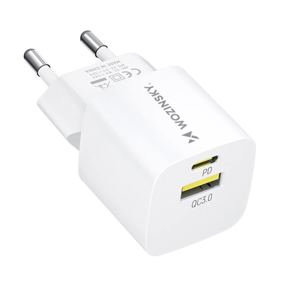 Wozinsky WWCEAC GaN USB-A USB-C 33W wall charger - whiteeng