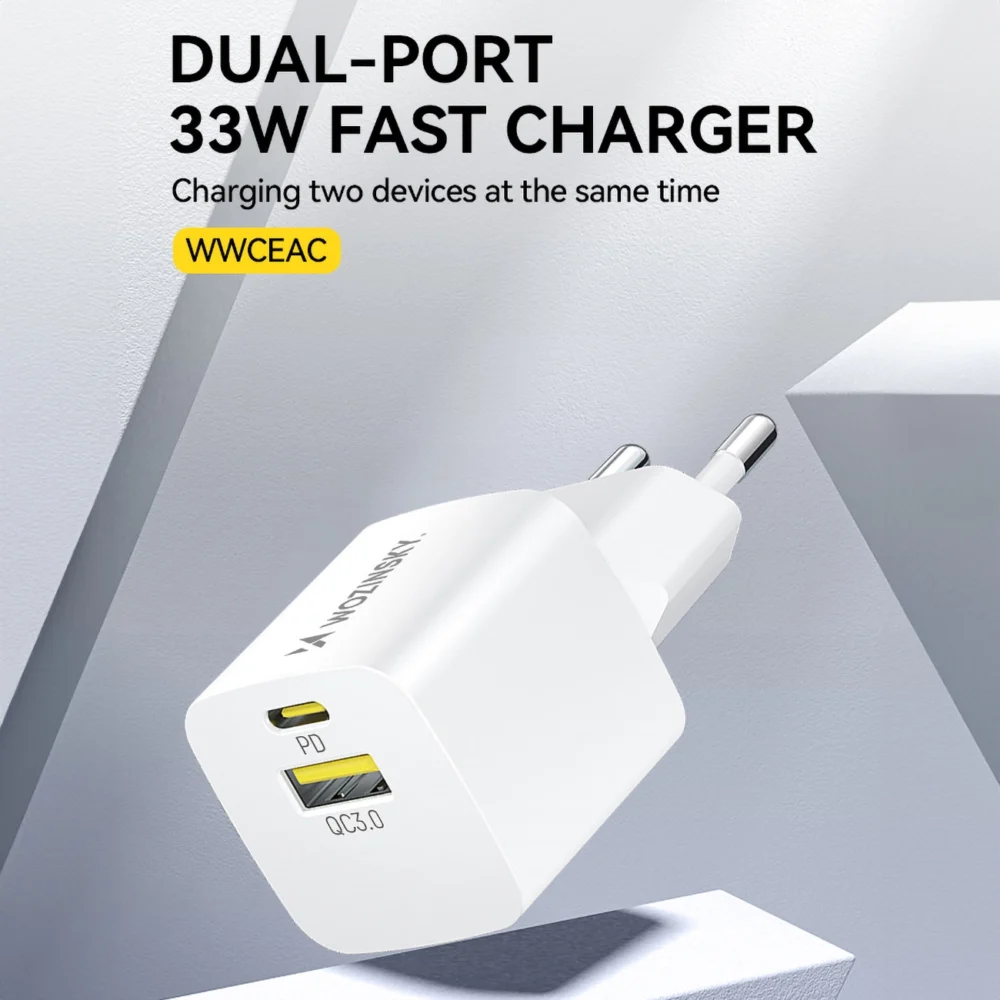 Wozinsky WWCEAC GaN USB-A USB-C 33W wall charger - whiteeng