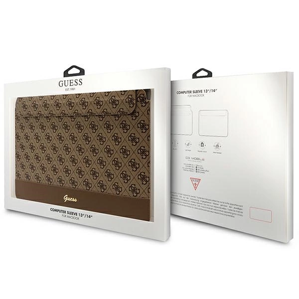 Guess 4G Stripe Metal Logo case for a 14" laptop - browneng