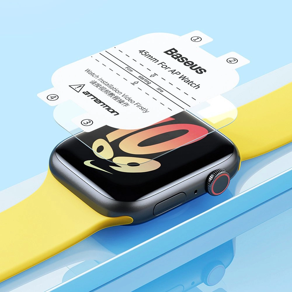 Set of 2x Baseus NanoCrystal protective film for Apple Watch 4/5/6/SE/SE 2 44mm + mounting kit - transparenteng