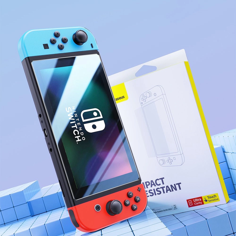 Set of 2x Baseus Crystal tempered glass for Nintendo Switch OLED 2021 + mounting kit - transparenteng