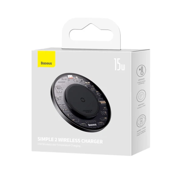 Baseus BS-W530 15W induction charger + USB C cable - USB C 24W 1m - blackeng