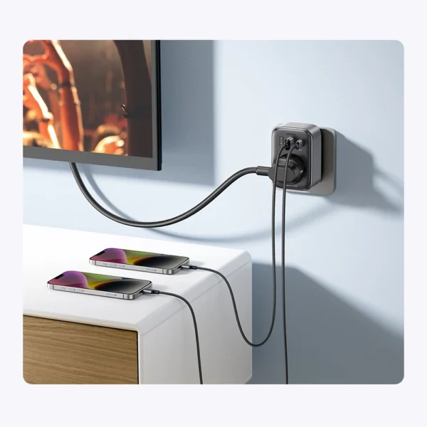 Wall charger 30W (2xUSB/USB C/AC) / adapter EU - UK 13A Ugreen CD314 - blackeng
