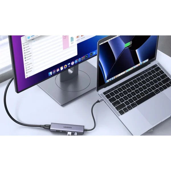 Multifunctional HUB 5in1 USB-C - HDMI 1.4 / 3 x USB-A / USB-C PD 100W Ugreen CM511 - grayeng