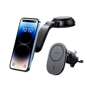 MagSafe Ugreen CD345 2-in-1 induction car charger for cockpit/window/ventilation grille - blackeng