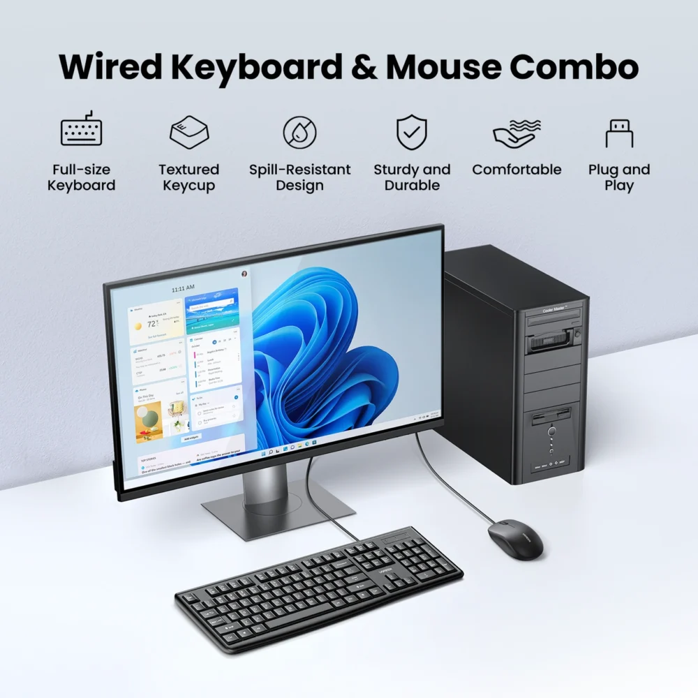 Ugreen MK003 wired keyboard and mouse set - blackeng