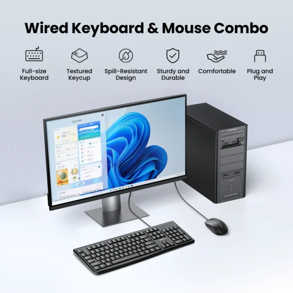 Ugreen MK003 wired keyboard and mouse set - blackeng