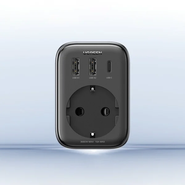 Wall charger 30W (2xUSB/USB C/AC) / adapter EU - EU 13A Ugreen CD314 - blackeng