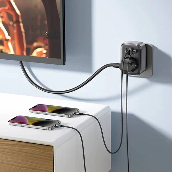 Wall charger 30W (2xUSB/USB C/AC) / adapter EU - EU 13A Ugreen CD314 - blackeng