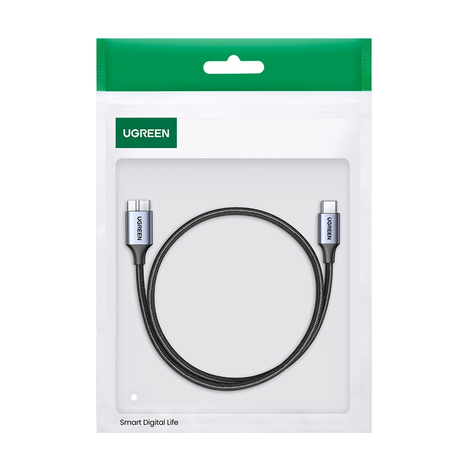 USB C / micro USB-B 3.0 cable Ugreen US565 5Gb/s 3A 0.5m - grayeng
