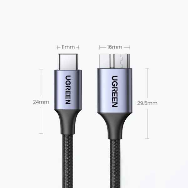 USB C / micro USB-B 3.0 cable Ugreen US565 5Gb/s 3A 0.5m - grayeng