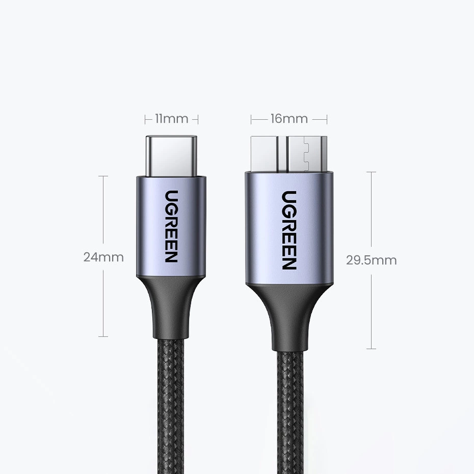 USB C / micro USB-B 3.0 cable Ugreen US565 5Gb/s 3A 0.5m - grayeng