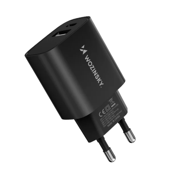Wozinsky WGWCB USB-A USB-C 20W wall charger - blackeng