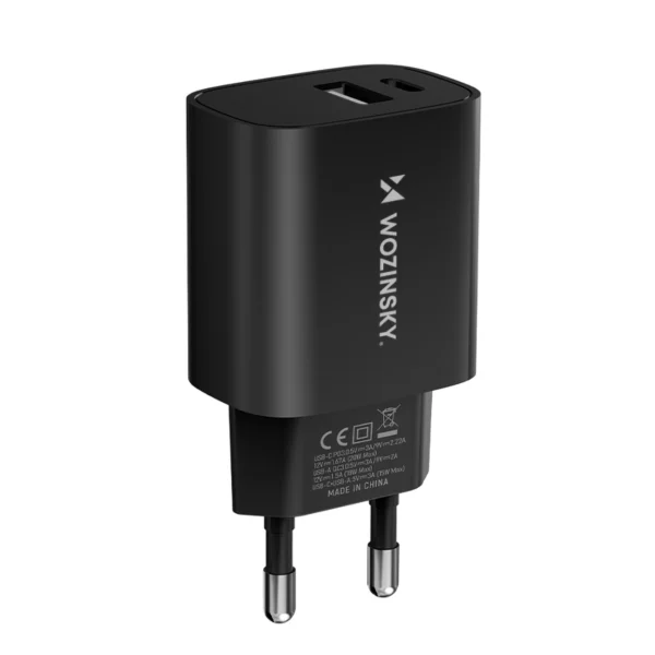 Wozinsky WGWCB USB-A USB-C 20W wall charger - blackeng