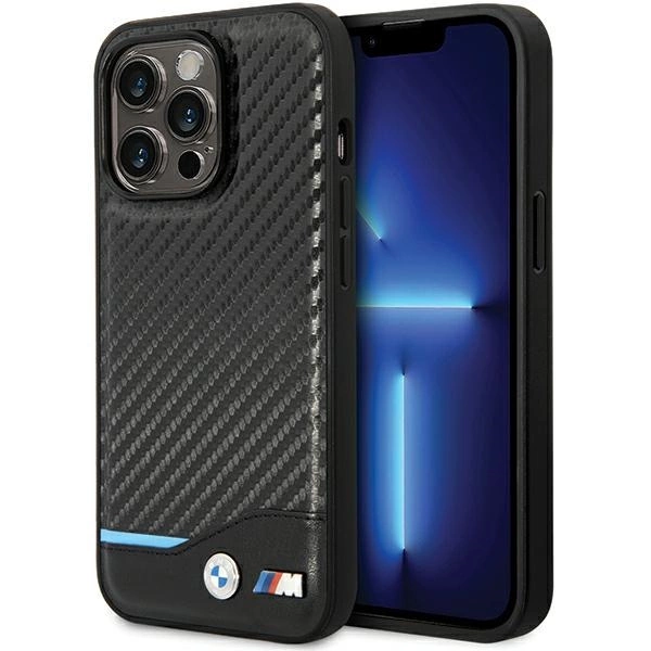 Case BMW BMHCP13X22NBCK iPhone 13 Pro Max 6.7" black/black hardcase Leather Carboneng