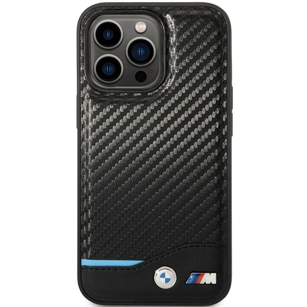 Case BMW BMHCP13X22NBCK iPhone 13 Pro Max 6.7" black/black hardcase Leather Carboneng