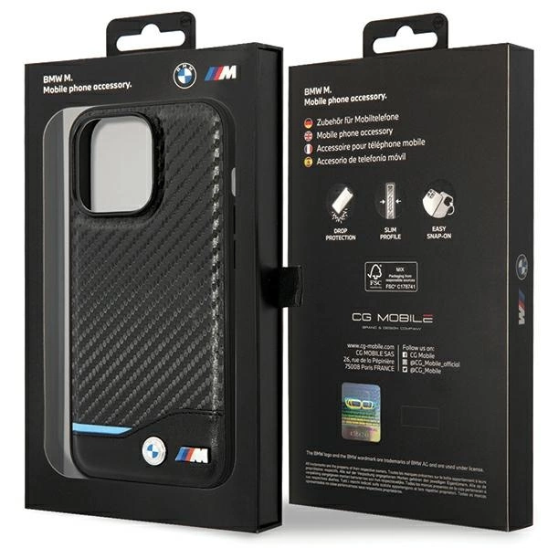 Case BMW BMHCP13X22NBCK iPhone 13 Pro Max 6.7" black/black hardcase Leather Carboneng
