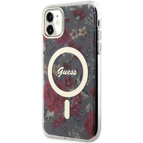 Guess GUHMN61HCFWSA iPhone 11 / Xr 6.1" green/khaki hardcase Flower MagSafeeng