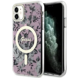 Guess GUHMN61HCFWSP iPhone 11 / Xr 6.1" pink/pink hardcase Flower MagSafeeng