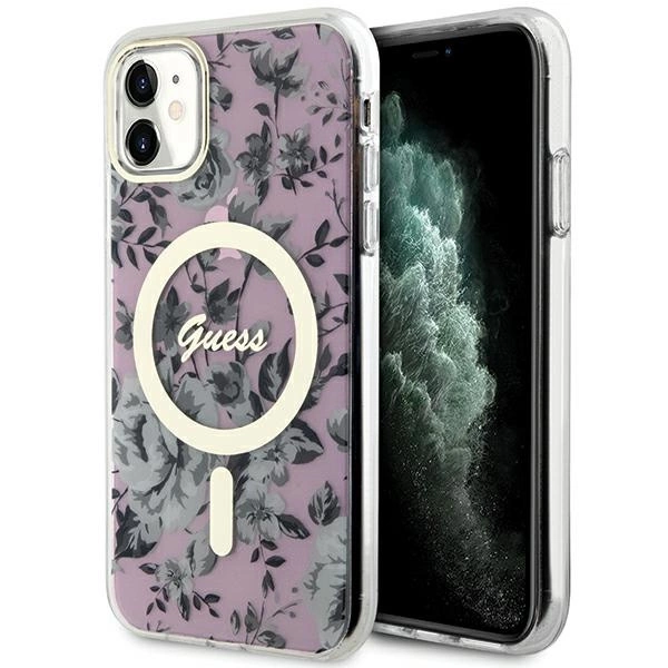 Guess GUHMN61HCFWSP iPhone 11 / Xr 6.1" pink/pink hardcase Flower MagSafeeng