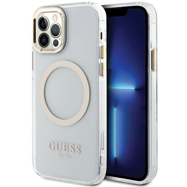 Etui Guess Metal Outline Magsafe na iPhone 12 / iPhone 12 Pro - złotepol