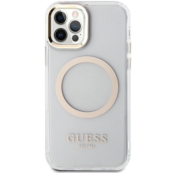 Etui Guess Metal Outline Magsafe na iPhone 12 / iPhone 12 Pro - złotepol