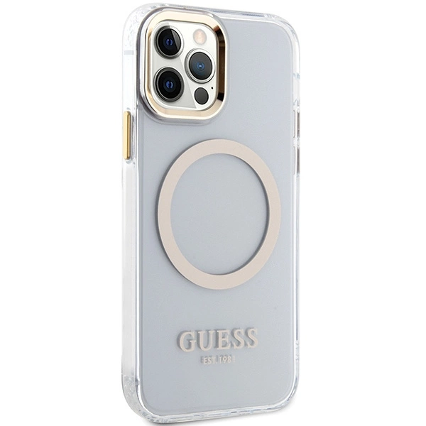 Etui Guess Metal Outline Magsafe na iPhone 12 / iPhone 12 Pro - złotepol