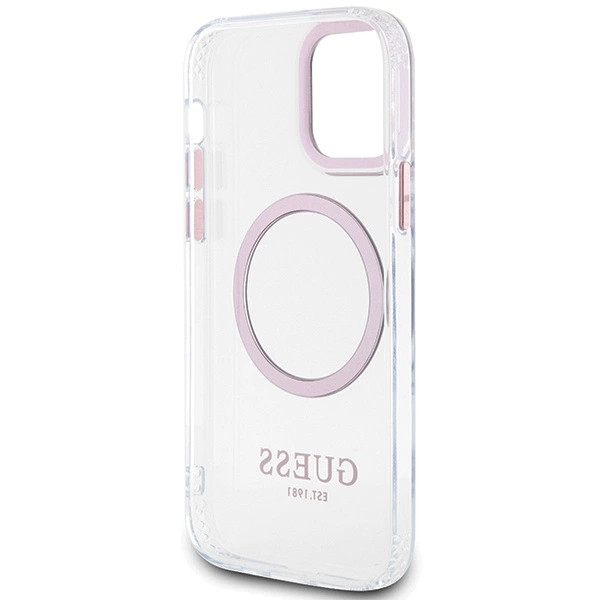 Etui Guess Metal Outline Magsafe na iPhone 12 / iPhone 12 Pro - różowepol