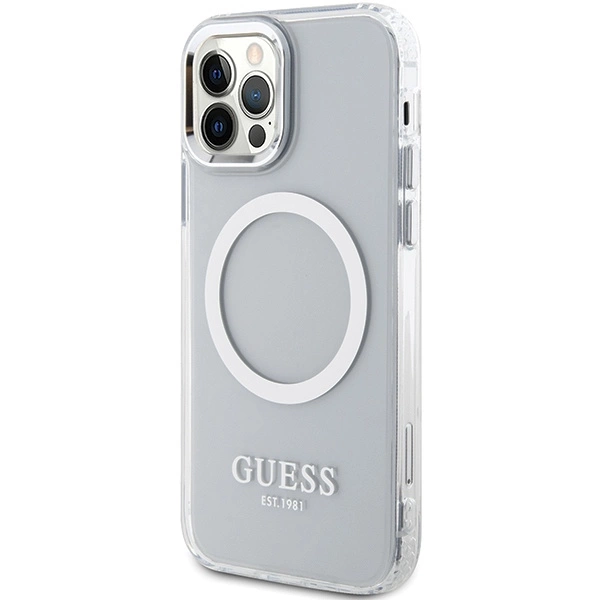 Guess Metal Outline Magsafe case for iPhone 12 / iPhone 12 Pro - silvereng