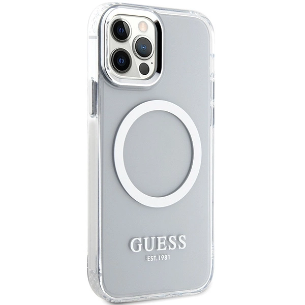 Guess Metal Outline Magsafe case for iPhone 12 / iPhone 12 Pro - silvereng