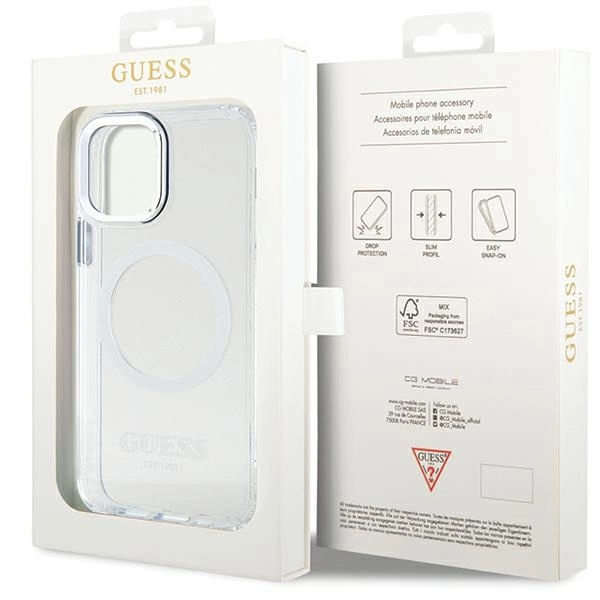 Guess Metal Outline Magsafe case for iPhone 12 / iPhone 12 Pro - silvereng