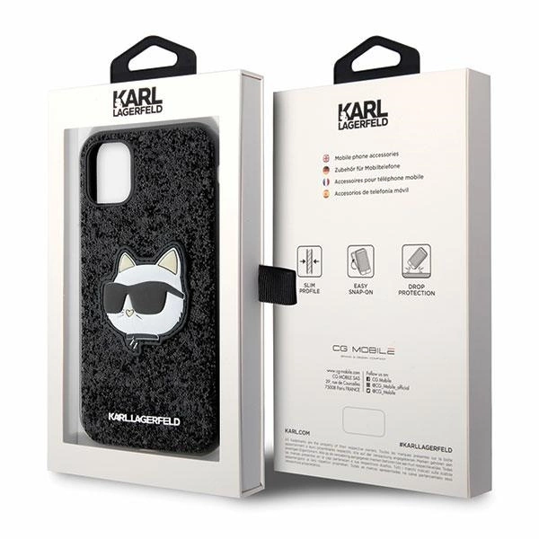 Karl Lagerfeld KLHCN61G2CPK iPhone 11 / Xr 6.1" black/black hardcase Glitter Choupette Patcheng