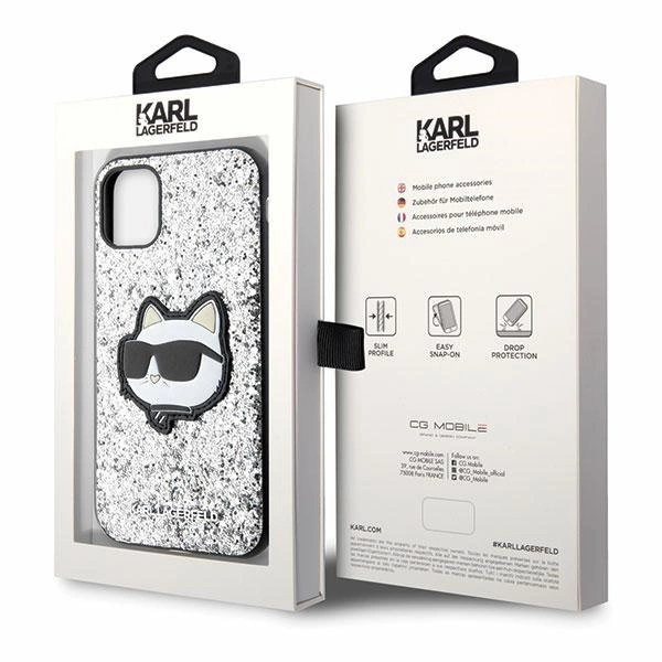 Karl Lagerfeld KLHCN61G2CPS iPhone 11 / Xr 6.1" silver/silver hardcase Glitter Choupette Patcheng