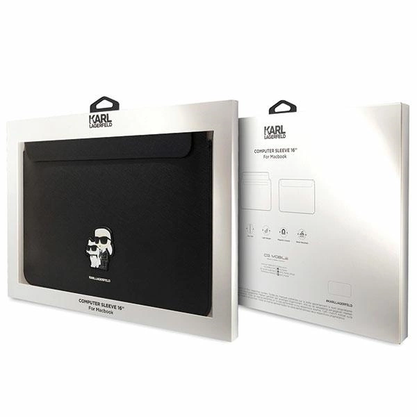 Karl Lagerfeld Saffiano Karl&Choupette case for a 16" laptop - blackeng
