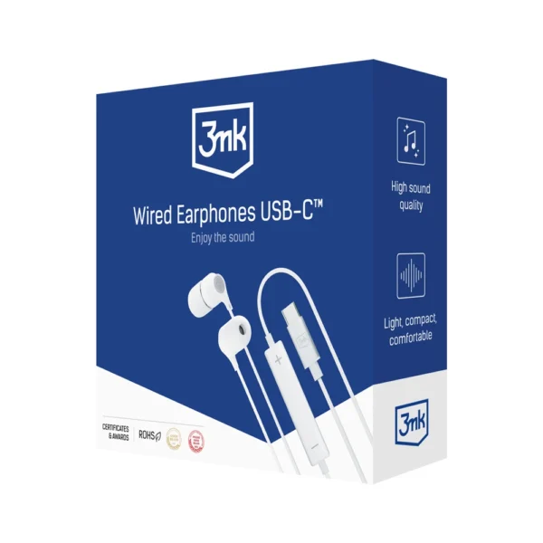USB-C 3mk Wired Headphones - whiteeng
