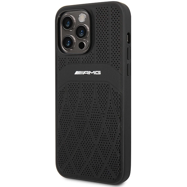 AMG AMHMP14XOSDBK iPhone 14 Pro Max 6.7" black/black hardcase Leather Curved Lines MagSafeeng