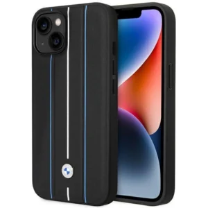 Case BMW BMHCP14S22RVSK iPhone 14 6.1" black/black hardcase Leather Stamp Blue Lineseng