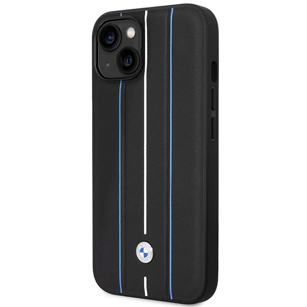 Case BMW BMHCP14S22RVSK iPhone 14 6.1" black/black hardcase Leather Stamp Blue Lineseng