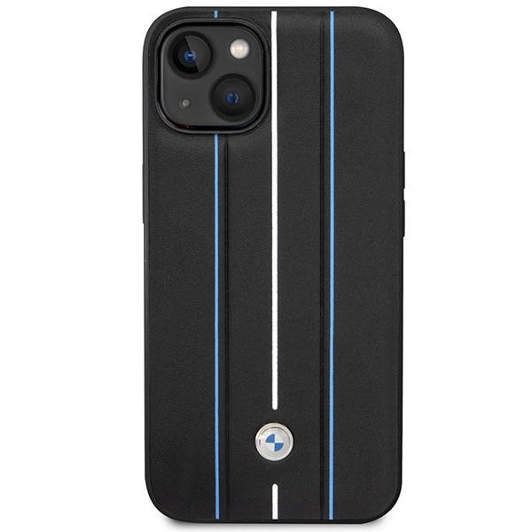 Case BMW BMHCP14S22RVSK iPhone 14 6.1" black/black hardcase Leather Stamp Blue Lineseng