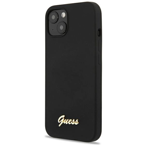 Guess GUHCP13MLSLMGBK iPhone 13 6.1" black/black hardcase Silicone Script Gold Logoeng