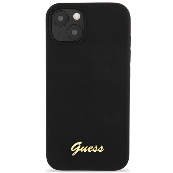 Guess GUHCP13MLSLMGBK iPhone 13 6.1" black/black hardcase Silicone Script Gold Logoeng
