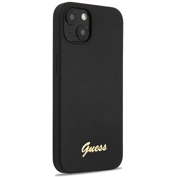 Guess GUHCP13MLSLMGBK iPhone 13 6.1" black/black hardcase Silicone Script Gold Logoeng