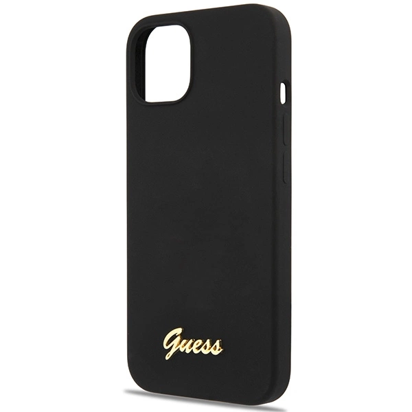 Guess GUHCP13MLSLMGBK iPhone 13 6.1" black/black hardcase Silicone Script Gold Logoeng