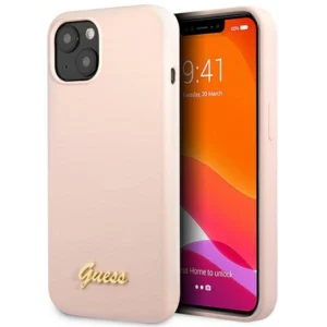 Guess GUHCP13MLSLMGLP iPhone 13 6.1" light pink/light pink hardcase Silicone Script Gold Logoeng