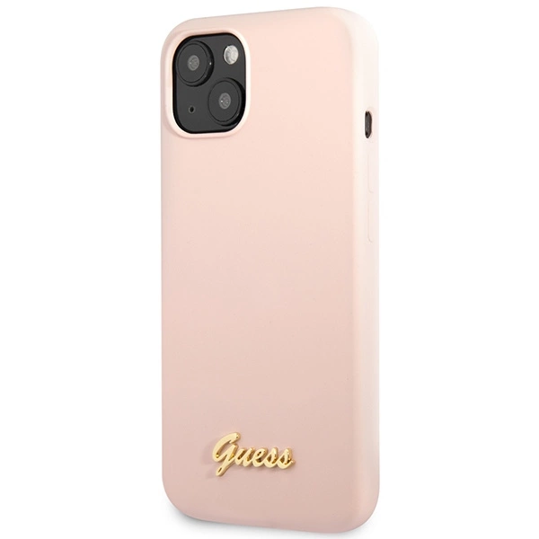 Guess GUHCP13MLSLMGLP iPhone 13 6.1" light pink/light pink hardcase Silicone Script Gold Logoeng