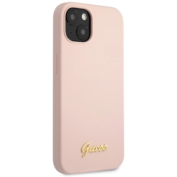Guess GUHCP13MLSLMGLP iPhone 13 6.1" light pink/light pink hardcase Silicone Script Gold Logoeng