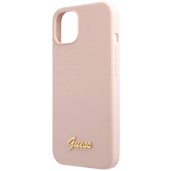 Guess GUHCP13MLSLMGLP iPhone 13 6.1" light pink/light pink hardcase Silicone Script Gold Logoeng
