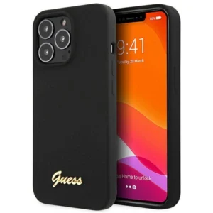 Guess GUHCP13XLSLMGBK iPhone 13 Pro Max 6.7" black/black hardcase Silicone Script Gold Logoeng