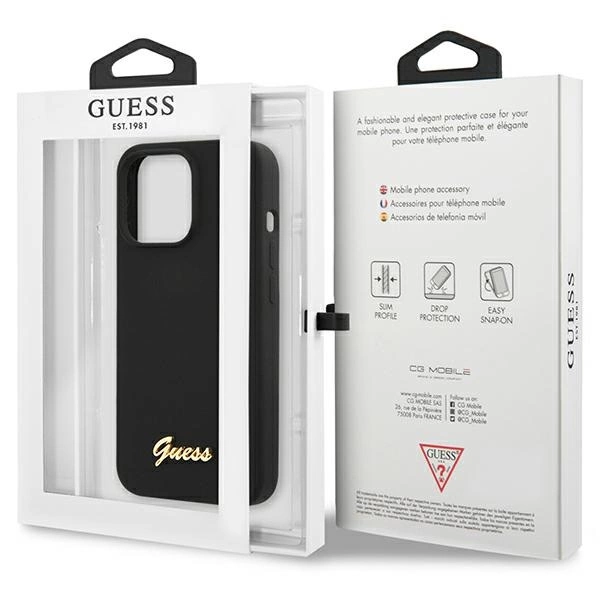 Guess GUHCP13XLSLMGBK iPhone 13 Pro Max 6.7" black/black hardcase Silicone Script Gold Logoeng